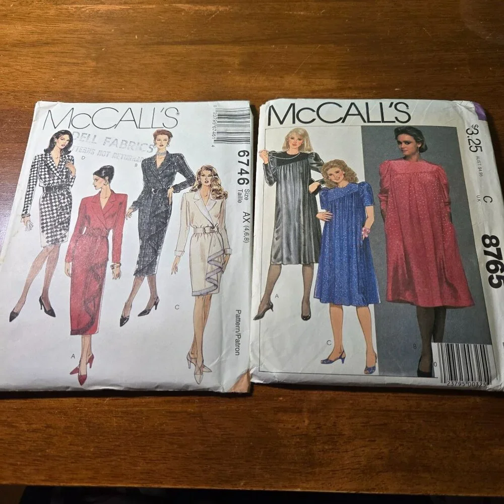 Womens vintage sewing patterns 1980s car coat, dress, jacket Unverified